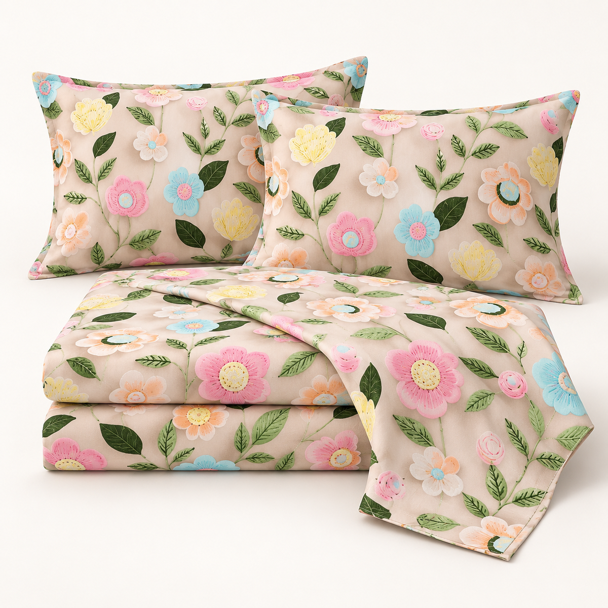 Multiflower Floral - King - 7D Design Fitted Bedsheet (78×72 inches)